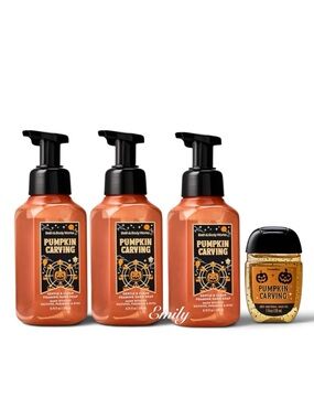 NEW! 3X Bath & Body Works PUMPKIN CARVING foaming hand soap 8.75 fl oz set 2026